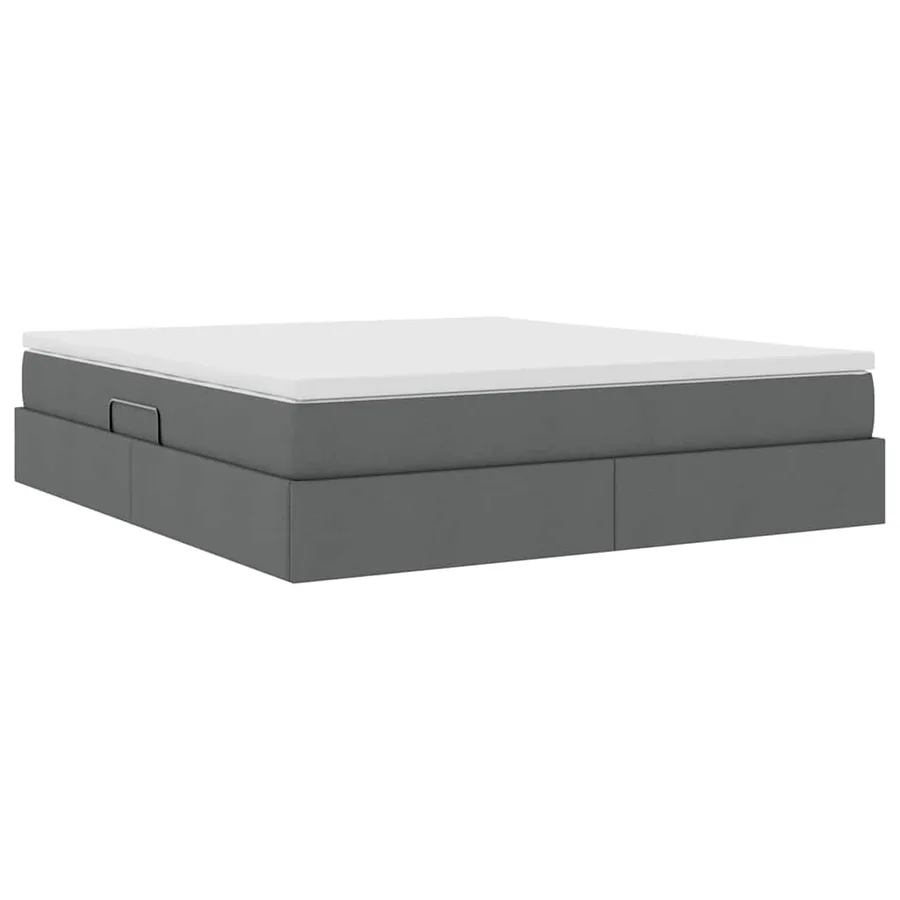 Lit avec rangement et matelas Gris foncé 160 x 200 cm Polyester - 8