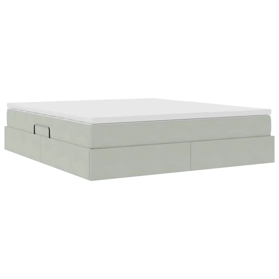 Lit avec rangement et matelas Gris clair 160 x 200 cm Velours - 5