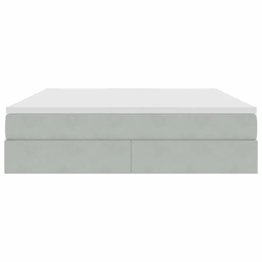 Lit avec rangement et matelas Gris clair 160 x 200 cm Velours - 7