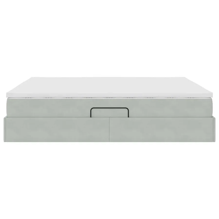Lit avec rangement et matelas Gris clair 160 x 200 cm Velours - 9