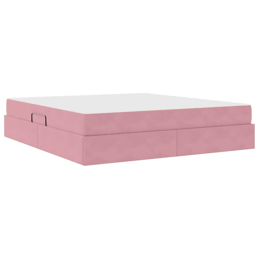 Lit avec rangement et matelas Rose 160 x 200 cm Velours - 10