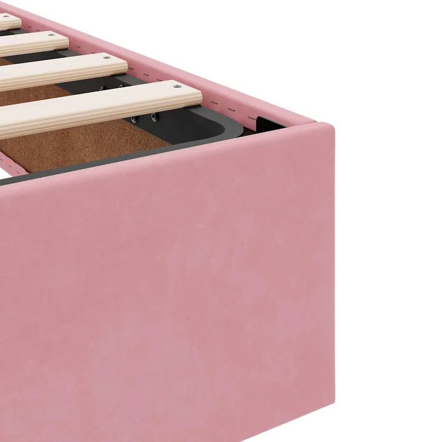 Lit avec rangement et matelas Rose 160 x 200 cm Velours - 11