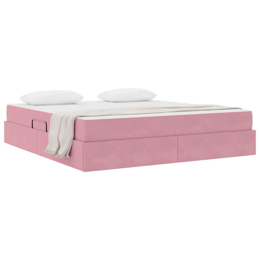 Lit avec rangement et matelas Rose 160 x 200 cm Velours - 3