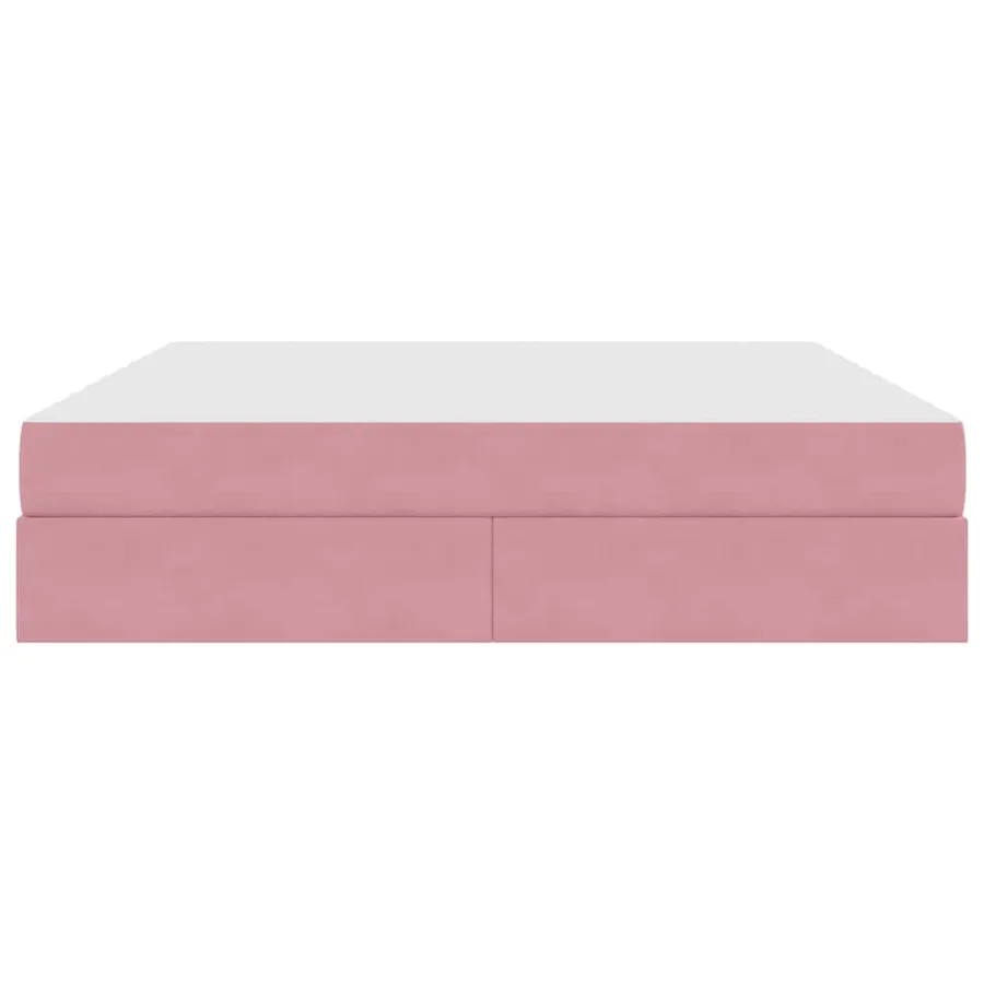 Lit avec rangement et matelas Rose 160 x 200 cm Velours - 7