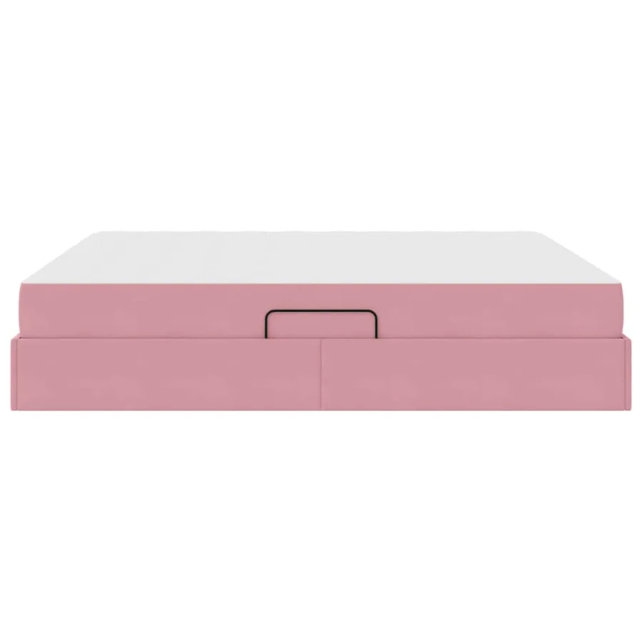 Lit avec rangement et matelas Rose 160 x 200 cm Velours - 9