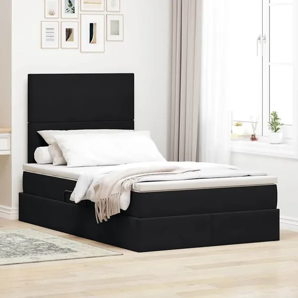 Lit avec rangement et matelas Noir 120 x 200 cm Velours