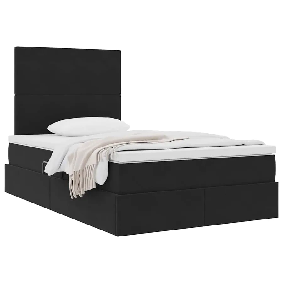 Lit avec rangement et matelas Noir 120 x 200 cm Velours - 3
