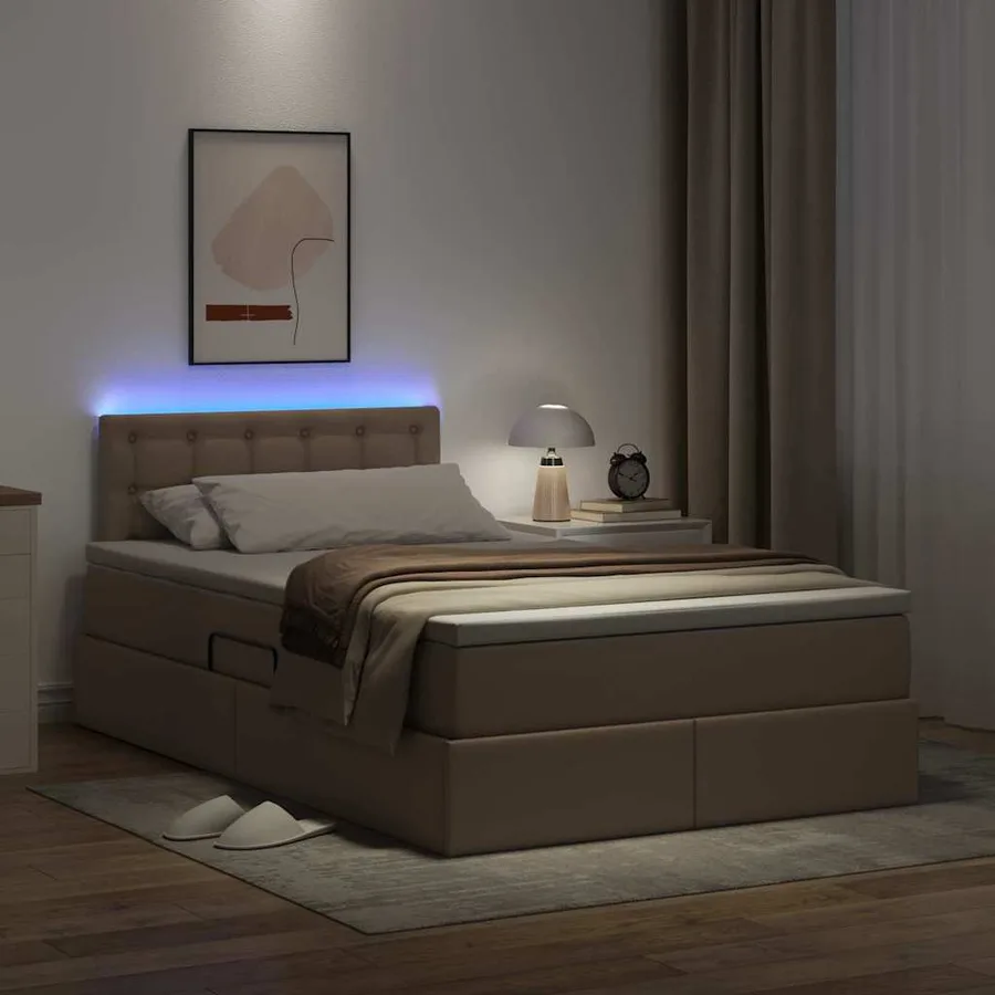 Lit avec rangement et LED avec matelas Cappuccino 120 x 190 cm - 5