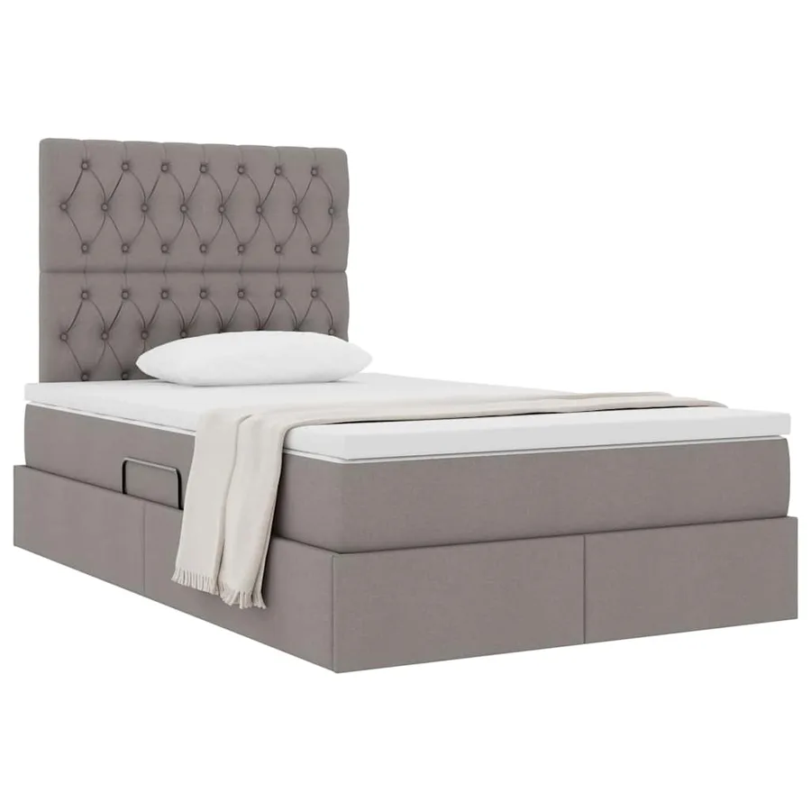 Lit avec rangement et matelas Taupe 120 x 190 cm tissu - 3