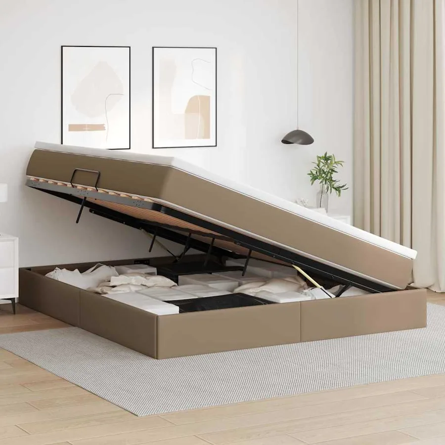 Lit avec rangement et matelas Cappuccino 160 x 200 cm - 4