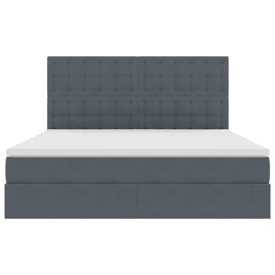 Lit avec rangement et matelas Gris foncé 160 x 200 cm Velours - 7