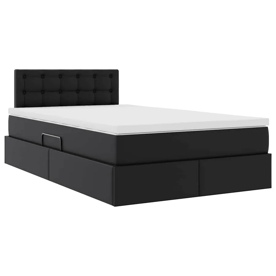 Lit avec rangement et matelas Noir 120 x 190 cm Simili cuir - 5