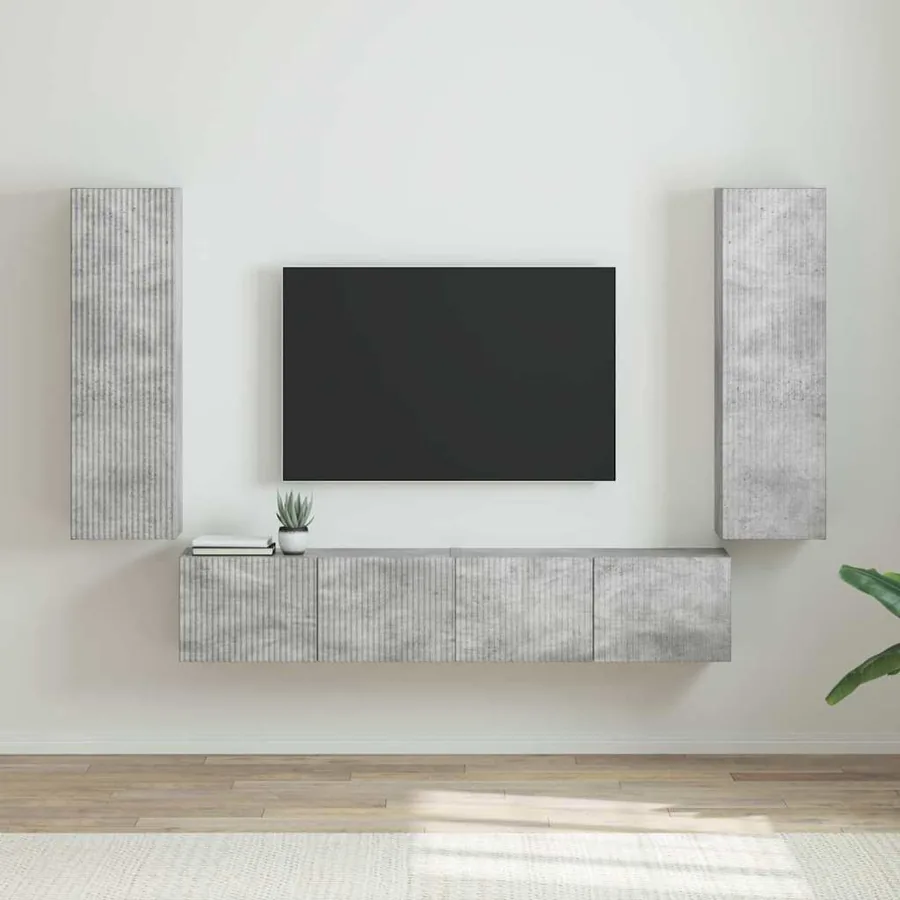 Meuble TV mural 2 pcs Béton 30 x 31 x 100 cm Bois d'ingénierie