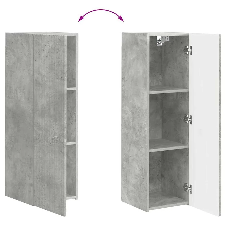 Meuble TV mural 2 pcs Béton 30 x 31 x 100 cm Bois d'ingénierie - 13