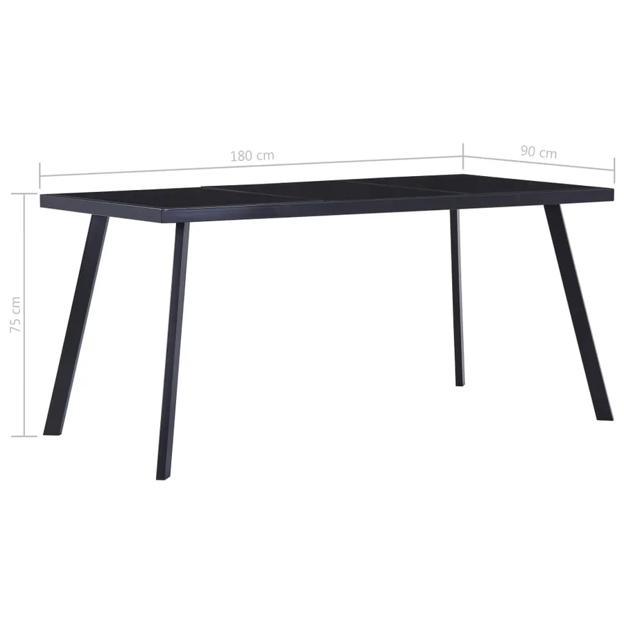 Table à manger Noir 180x90x75 cm Verre trempé - 5