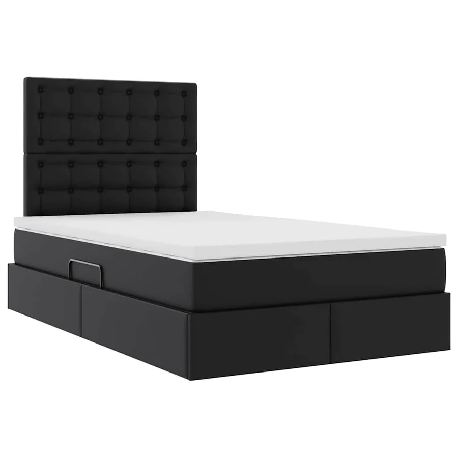 Lit avec rangement et LED Noir 120 x 190 cm Simili cuir - 6