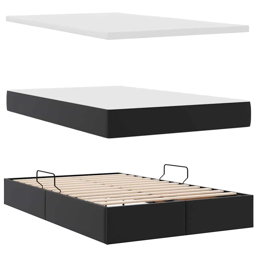 Lit avec rangement et LED Noir 120 x 190 cm Simili cuir - 9