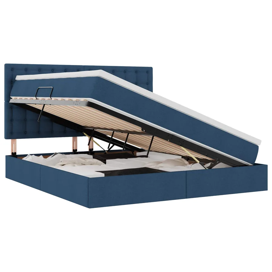 Lit de rangement LED avec matelas Bleu 160 x 200 cm Tissu - 2