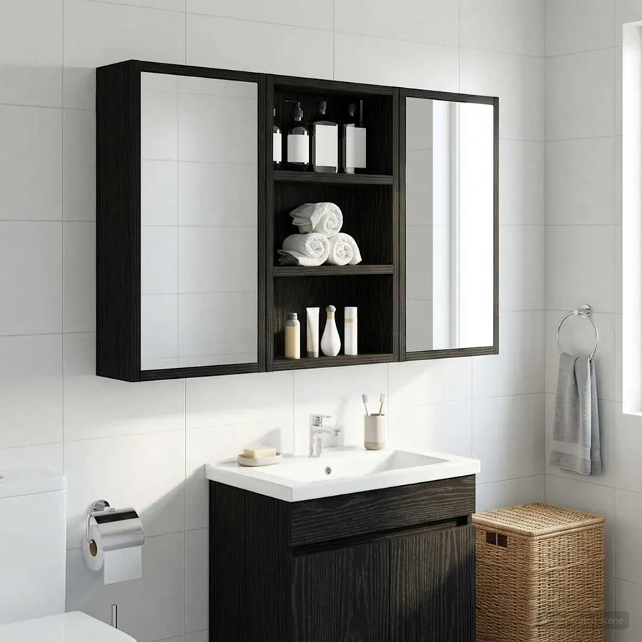 Armoire murale de salle de bain Chêne Noir 30 x 10 x 50 cm