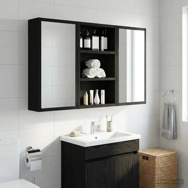 Armoire murale de salle de bain Chêne Noir 30 x 10 x 50 cm