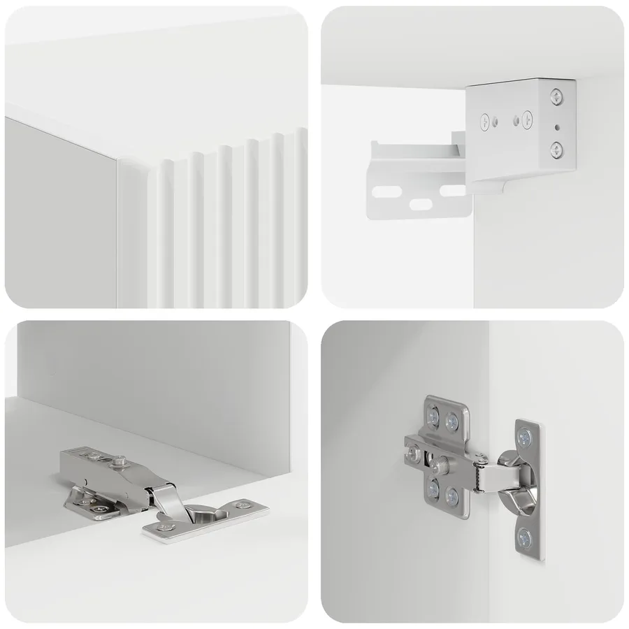 Ensemble meuble TV Montage mural 4 pcs Blanc Bois d'ingénierie - 8