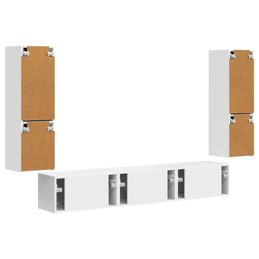 Ensemble meuble TV Montage mural 4 pcs Blanc Bois d'ingénierie - 9