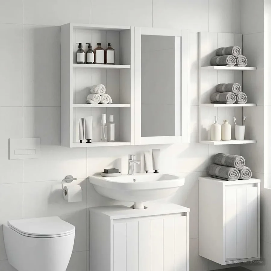 Armoire murale de salle de bain Blanc 40 x 14 x 70 cm - 5