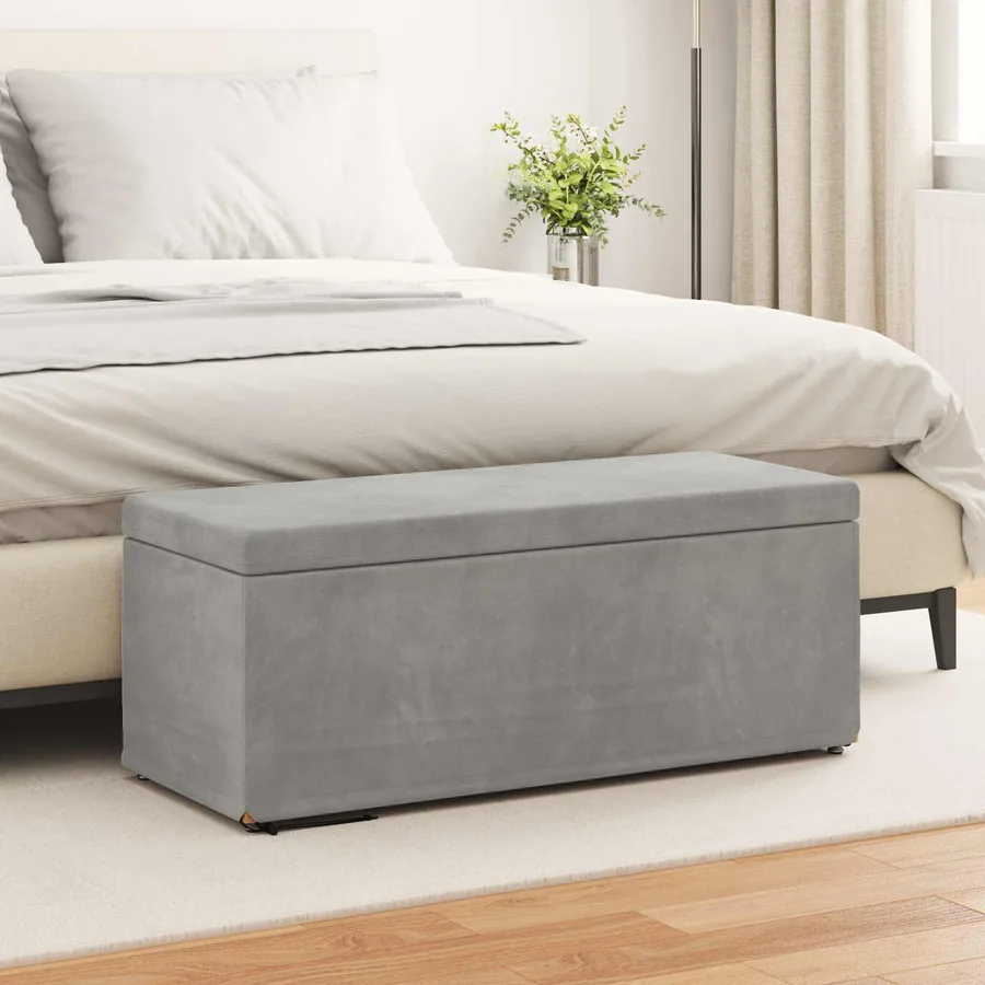 Tabouret Gris clair 101 x 41 x 40 cm Velours et Bois Composite
