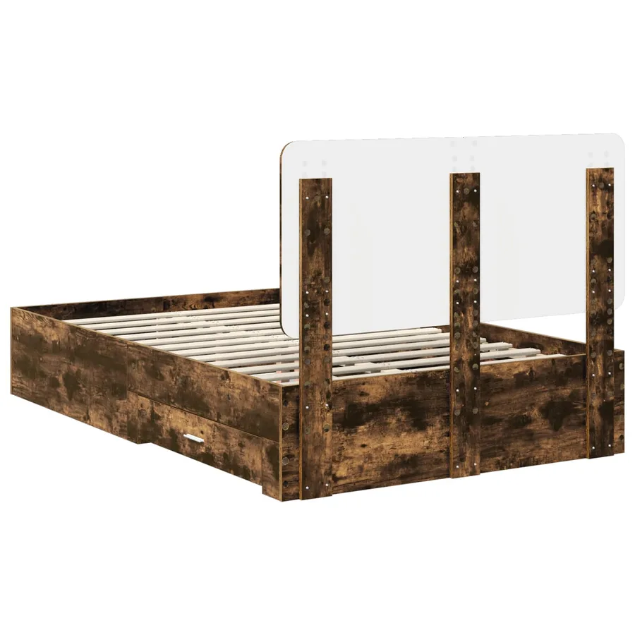 Cadre de lit Chêne fumé 135 x 190 cm Bois d'ingénierie - 8