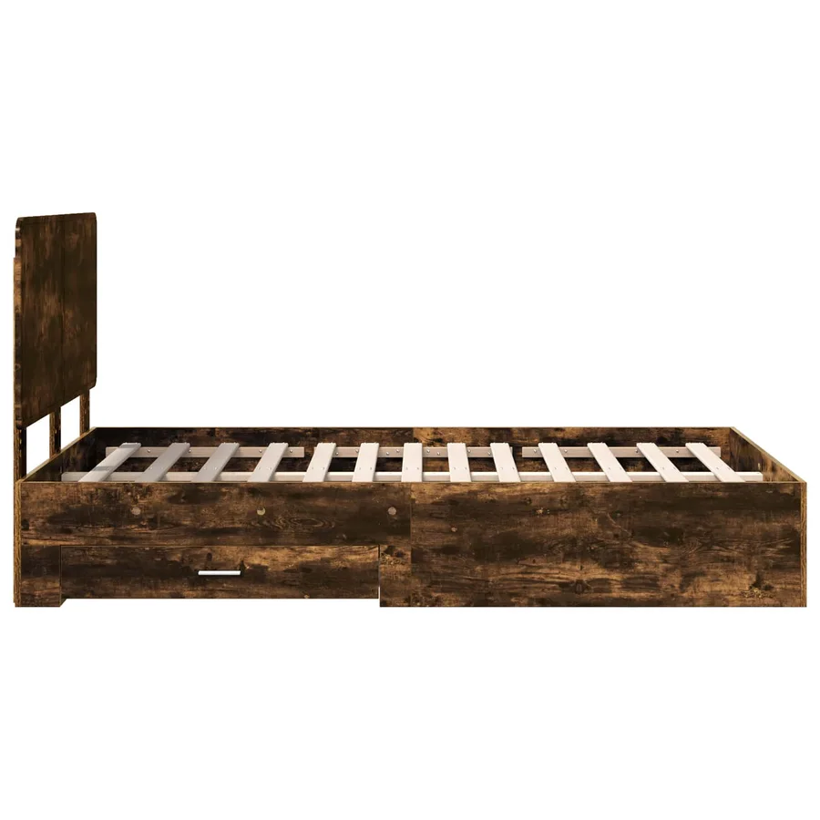 Cadre de lit Chêne fumé 135 x 190 cm Bois d'ingénierie - 9