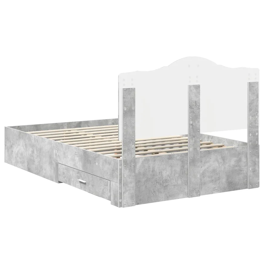 Cadre de lit Gris béton 135 x 190 cm Bois d'ingénierie - 8