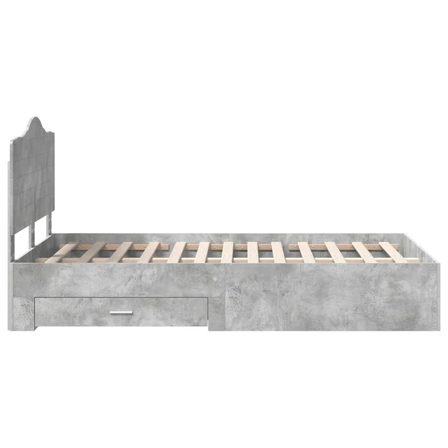 Cadre de lit Gris béton 135 x 190 cm Bois d'ingénierie - 9
