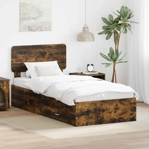 Cadre de lit Chêne fumé 90 x 190 cm Bois d'ingénierie