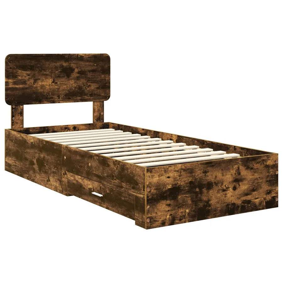 Cadre de lit Chêne fumé 90 x 190 cm Bois d'ingénierie - 4