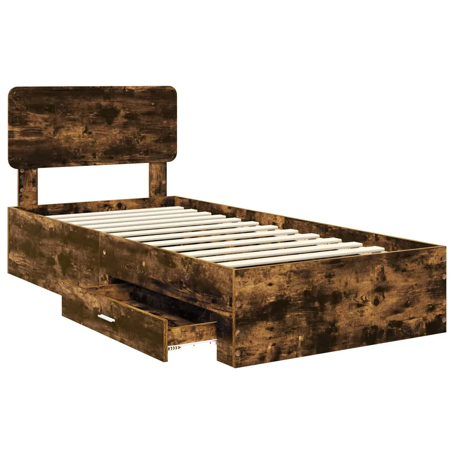 Cadre de lit Chêne fumé 90 x 190 cm Bois d'ingénierie - 5