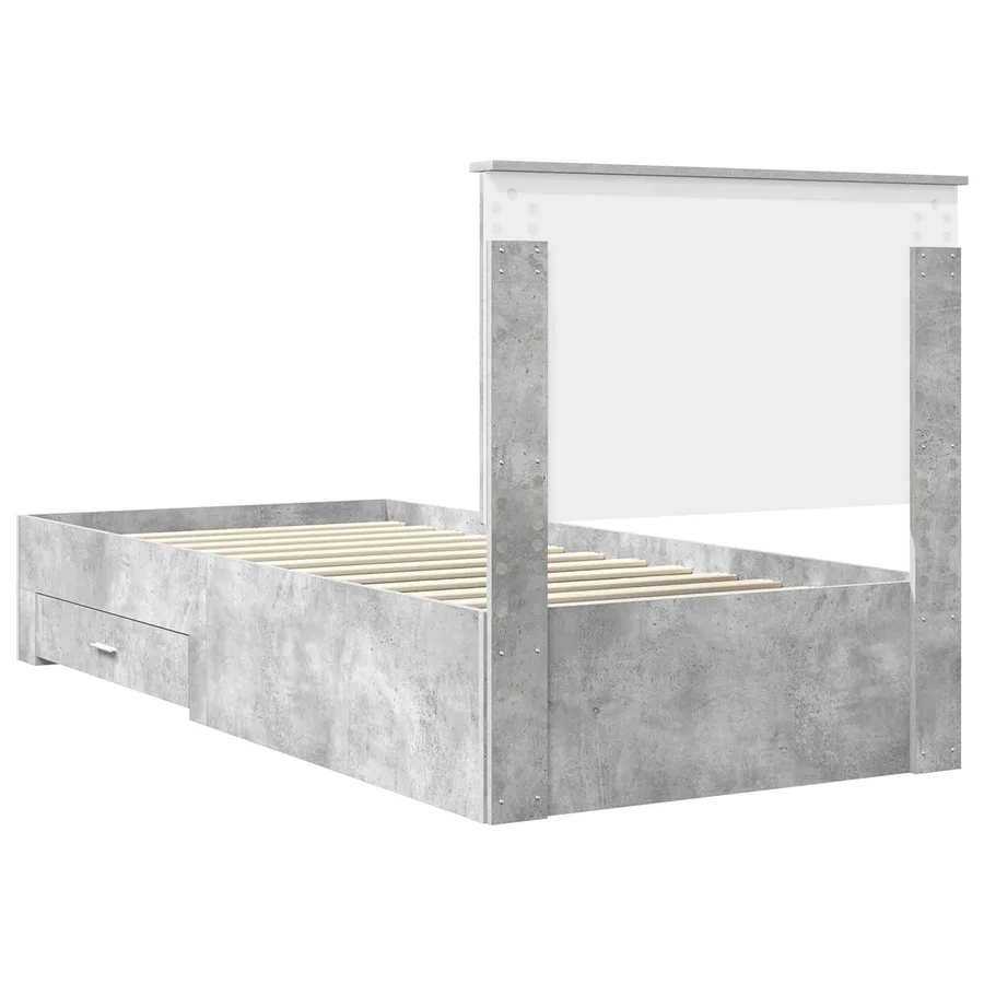 Cadre de lit Gris béton 90 x 190 cm Bois d'ingénierie - 9