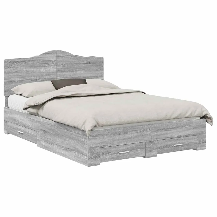 Cadre de lit Gris Sonoma 140 x 190 cm Bois d'ingénierie - 2