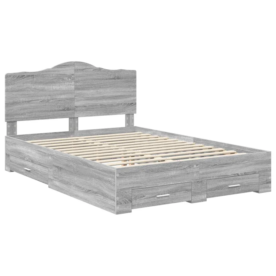 Cadre de lit Gris Sonoma 140 x 190 cm Bois d'ingénierie - 4