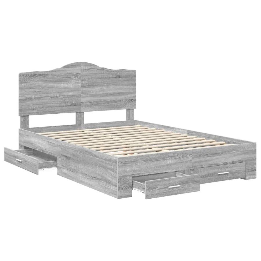 Cadre de lit Gris Sonoma 140 x 190 cm Bois d'ingénierie - 5
