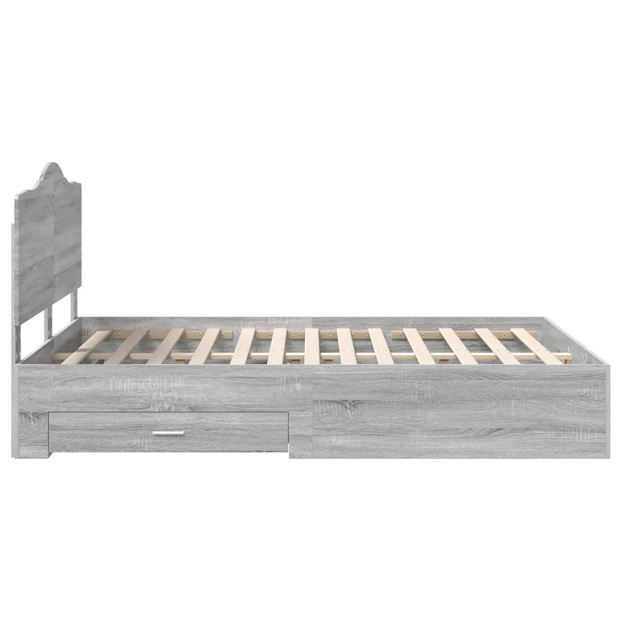 Cadre de lit Gris Sonoma 140 x 190 cm Bois d'ingénierie - 9