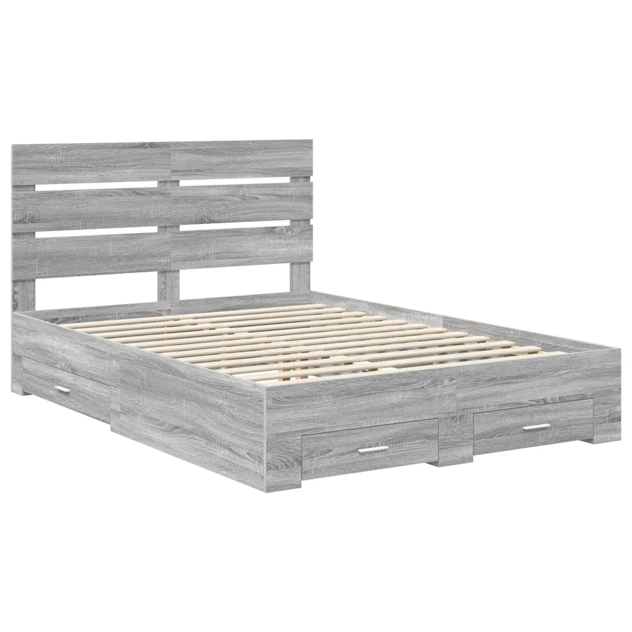 Cadre de lit Gris Sonoma 140 x 190 cm Bois d'ingénierie - 4
