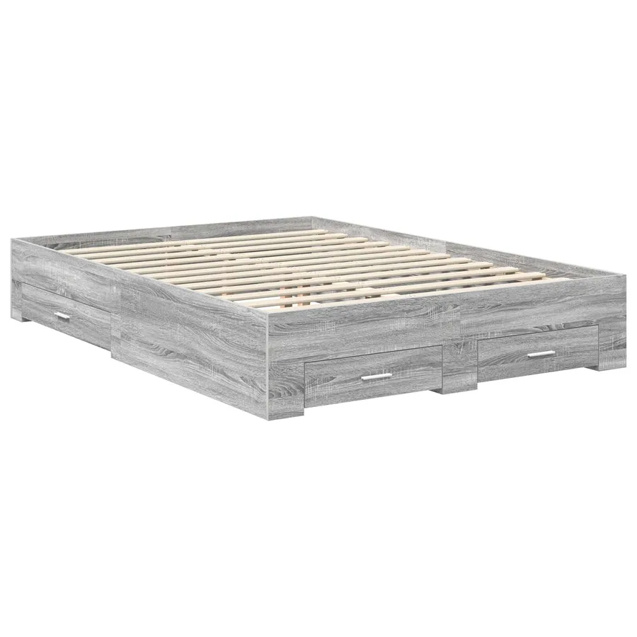 Cadre de lit Gris Sonoma 140 x 190 cm Bois d'ingénierie - 6