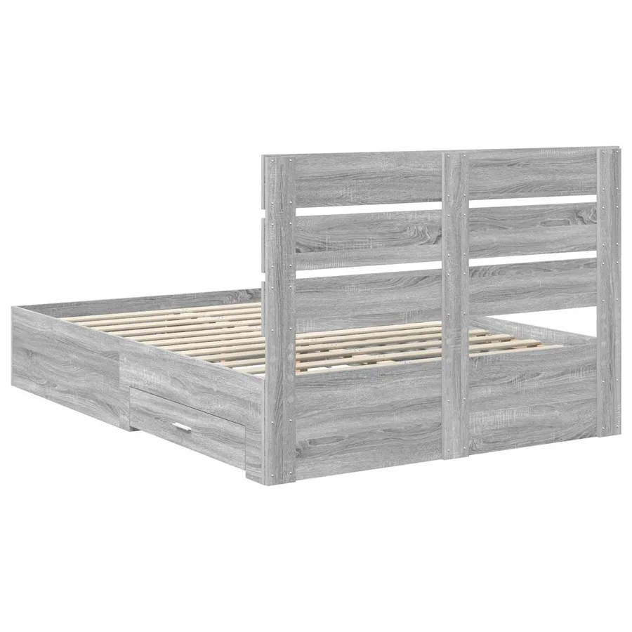 Cadre de lit Gris Sonoma 140 x 190 cm Bois d'ingénierie - 8
