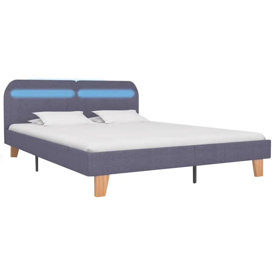 Cadre de lit avec LED sans matelas gris clair tissu 160x200 cm - 2