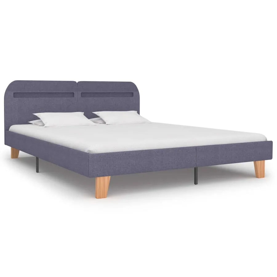 Cadre de lit avec LED sans matelas gris clair tissu 160x200 cm - 3