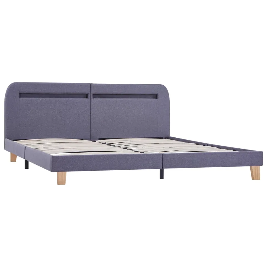 Cadre de lit avec LED sans matelas gris clair tissu 160x200 cm - 4