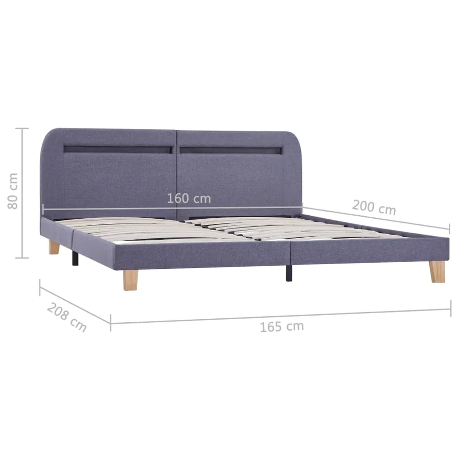 Cadre de lit avec LED sans matelas gris clair tissu 160x200 cm - 9