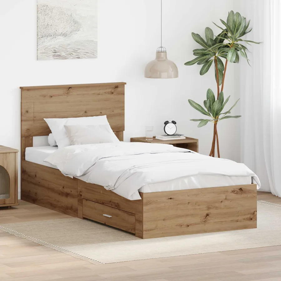 Cadre de lit Chêne artisanal 90 x 190 cm Bois d'ingénierie