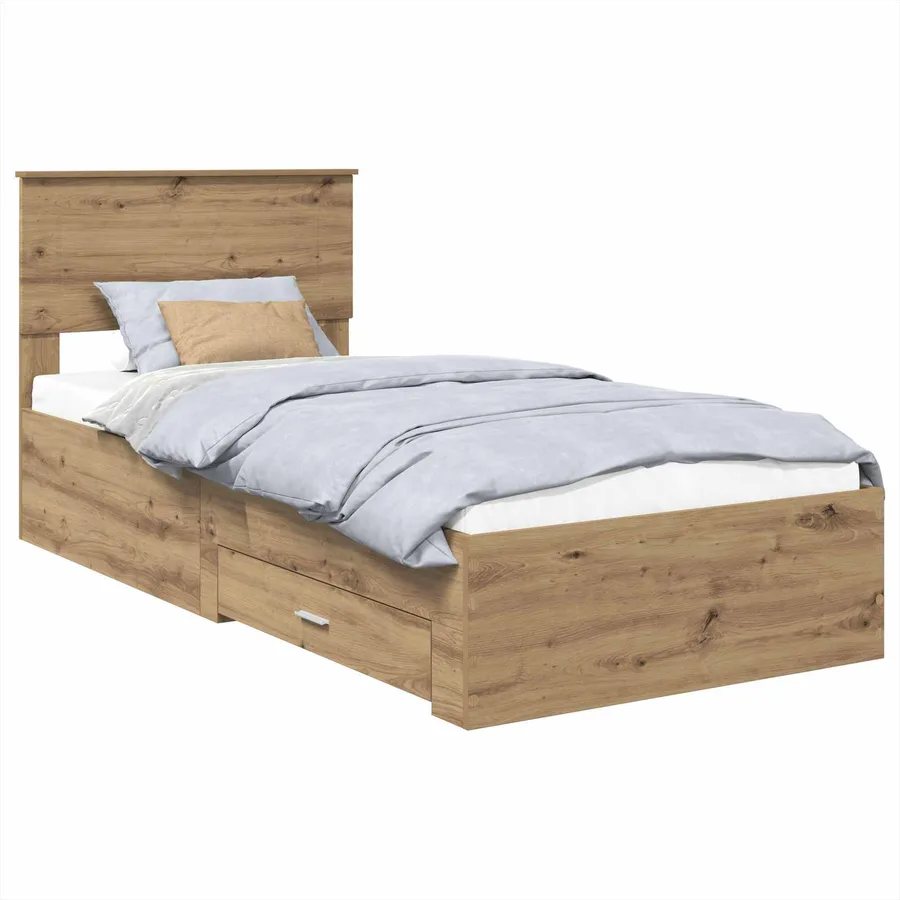 Cadre de lit Chêne artisanal 90 x 190 cm Bois d'ingénierie - 2