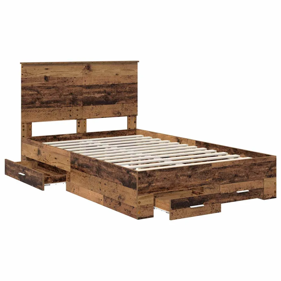 Cadre de lit Bois ancien 120 x 190 cm Bois d'ingénierie - 5